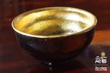 Gold Leafed Shoraku Sasaki Raku Shimadai Chawan Matcha Bowl Japan
