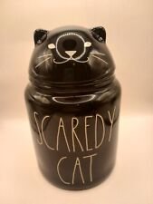 Halloween Cookie Jar w/ Air Tight Lid Scaredy Cat Black Ceramic Storage