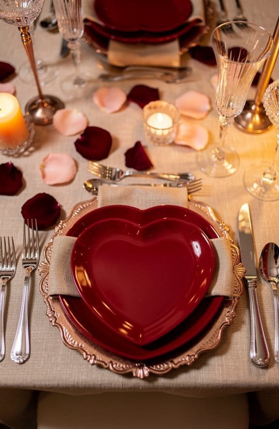 heart shaped plates enhance dining