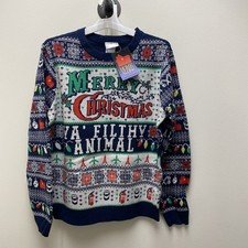 Home Alone Christmas Men’s Sweater Size Medium Merry Christmas Ya Filthy Animal