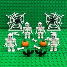 LEGO Skeleton Minifigure Halloween Lot w/ Pumpkins Bones Spiders and Webs