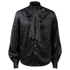 Men Pleated Shirt Medieval Clothing Steampunk Victorian Tops Formal Dress Shirts