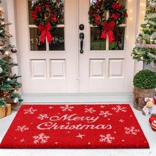 Merry Christmas Coir Door Mat – Festive Christmas Door Mat for Holiday Entryw...