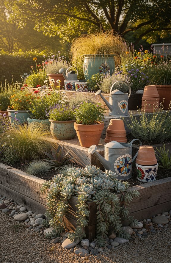 multi level sunken container gardens