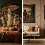 mushroom tapestry room decor