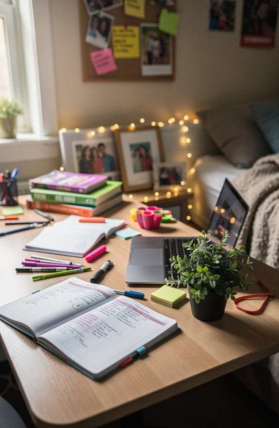 organized desk for studying