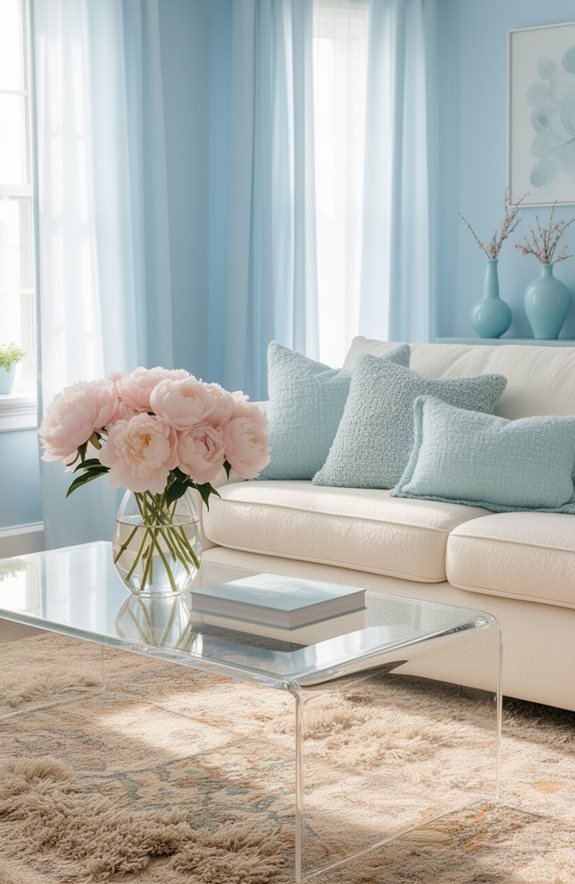 pastel blue living room layers