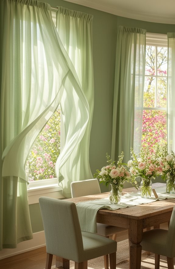 pastel green breezy curtains