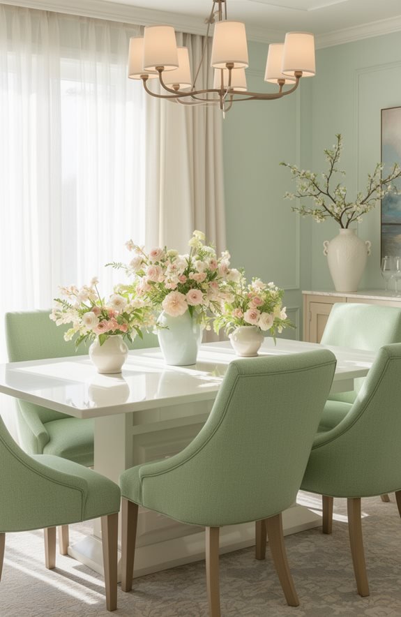 pastel green dining chairs