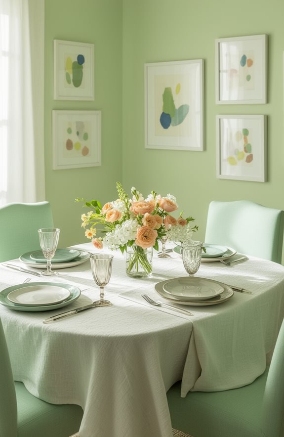 pastel green dining decor