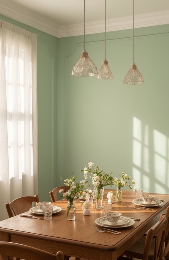 pastel green dining room