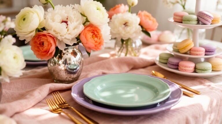pastel spring table decor