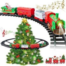 Premium Electric Christmas Train Tracks Set w/ Lights Sound Kids Toy Around Tree
