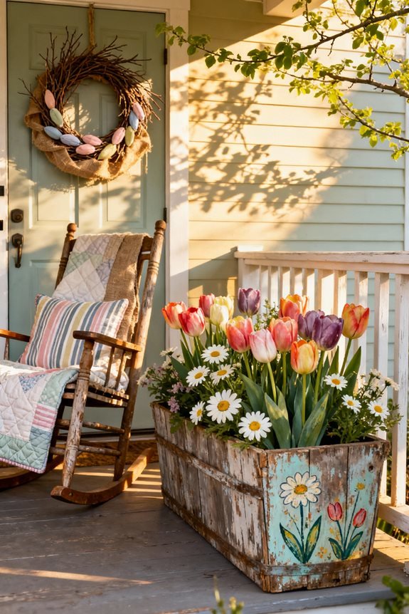 primitive spring porch decor