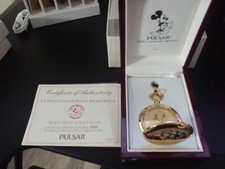 Pulsar Limited Edition Mickey Mouse #2503 Pocket watch w/ wooden case