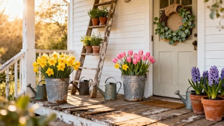 rustic spring porch decor