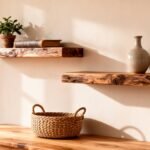 rustic wood floating shelves