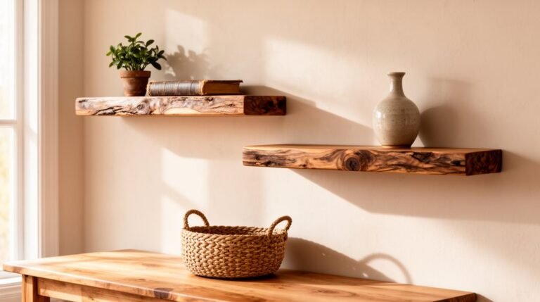 rustic wood floating shelves