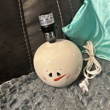 Snowman Sphere Vintage Christmas Lamp With Face Of Snowman