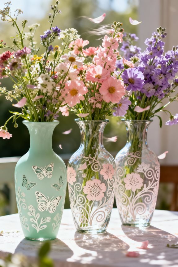 spring patterned glass vases