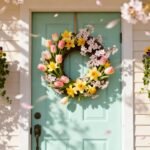 spring themed front door decor