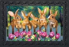 Spring Doormat with Garden Bunny Design