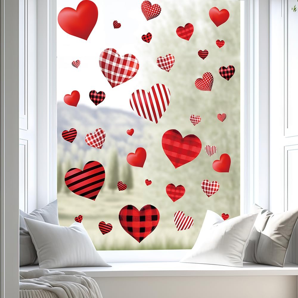 Valentine's Day Heart Window Clings - 9 Sheets
