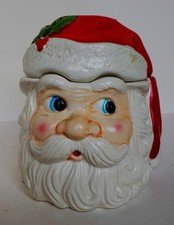 Vintage 1984 Santa Head Cookie Jar Hand-painted Ceramic Christmas Scarce Collect