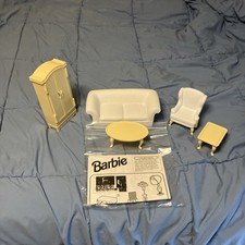 Vintage 1996 Living Room Furniture For Barbie Houses Amours, Couch, Chair, Table