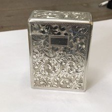 Vintage 970 Silver Hand Engraved Filigree Monogram Cigarette Box Case 80.56g