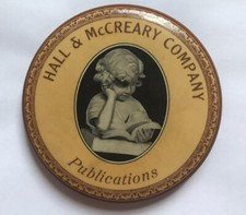VINTAGE ADVERTISING MIRROR PAPERWEIGHT Hall & McCreary Publications VERY NICE!
