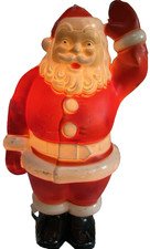 Vintage Blow Mold Santa Tin Back Working Light Christmas Decor 11.5 Inch