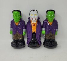 Vintage Dracula Frankenstein Halloween BLOW MOLD General Foam Light Toppers 9"