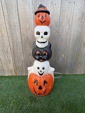 Vintage Empire Halloween Totem Pumpkins Ghost Cat Skull 32” Lighted Blow Mold