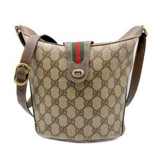 Vintage Gucci GG PVC Leather Sherry Line Crossbody Shoulder Bag Brown Authentic