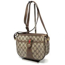 Vintage Gucci Shoulder Bag GG PVC Leather Brown Authentic