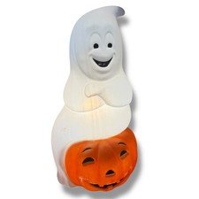 Vintage Halloween Ghost Jack-O-Lantern Pumpkin Plastic Blowmold Empire Blow Mold