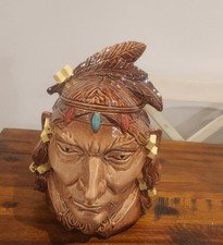 Vintage MCCOY Native American Indian Head COOKIE JAR USA Retro