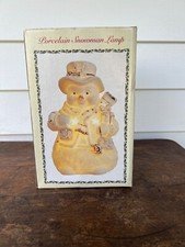 Vintage Porcelain Snowman Lamp With Bulb Included E3