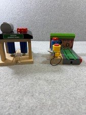 Vintage Thomas Friends Wooden Railway Sodor Engine Wash Abbey Paint Shed Lot