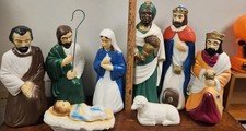 Vtg Empire Nativity Blow Mold 9-Pc Set Table Top or Lawn Christmas Lighted 22"