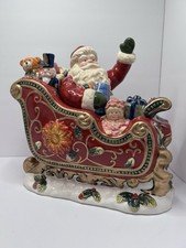 Vtg Waving Santa With Sleigh Cookie Jar By Mercuries NOS