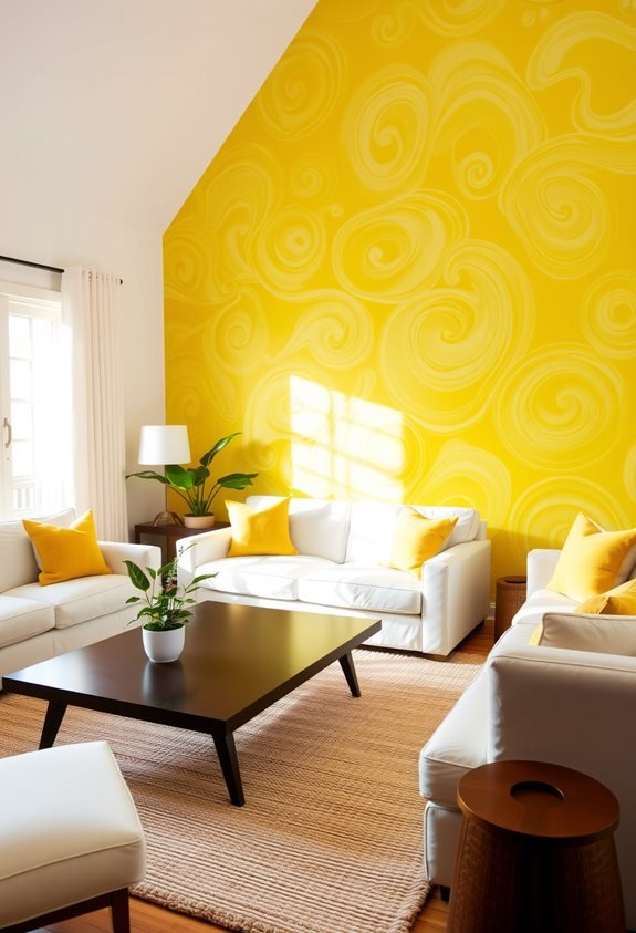 yellow statement wall ideas