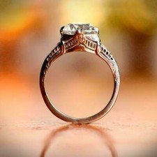 2.Ct White Round Cut Moissanite Vintage Engagement Ring 14k White Gold Size 5.5