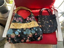 2 Vintage Handmade Purse and Hand Bag Floral Design Bought In Japan 1970s