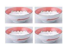 4 Pack Porcelain 7.5 inch Soup Bowl Maneki Neko Cat Made in Japan