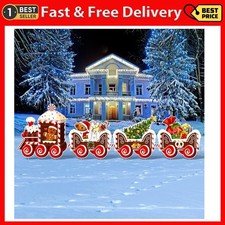 4 Pieces Christmas Train Decorations Outdoor Yard Lawn Signs Warm Style