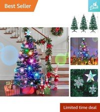 5ft Pre-Lit RGB Color-Changing Christmas Tree with Optical Fiber Lights