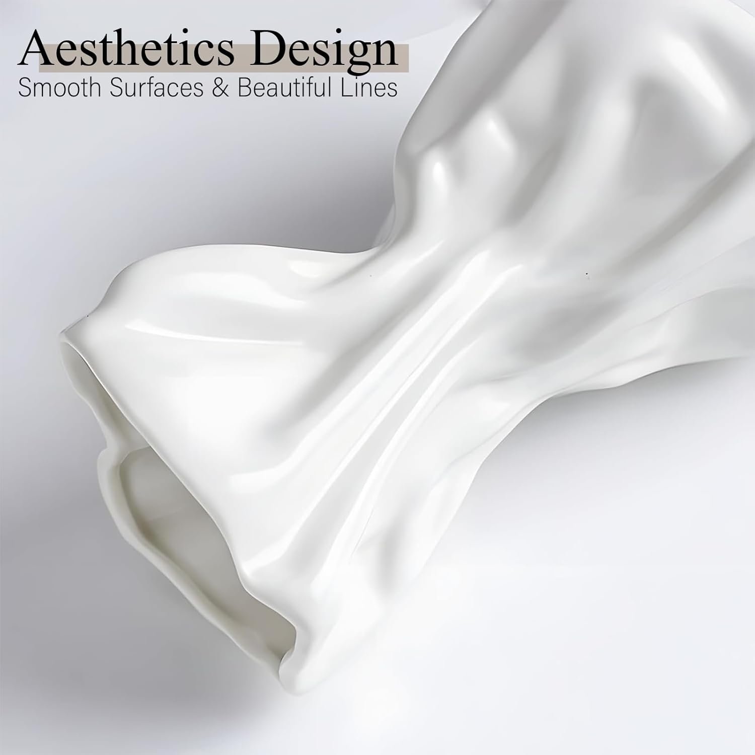 6IN White Irregular Ceramic Flower Vase