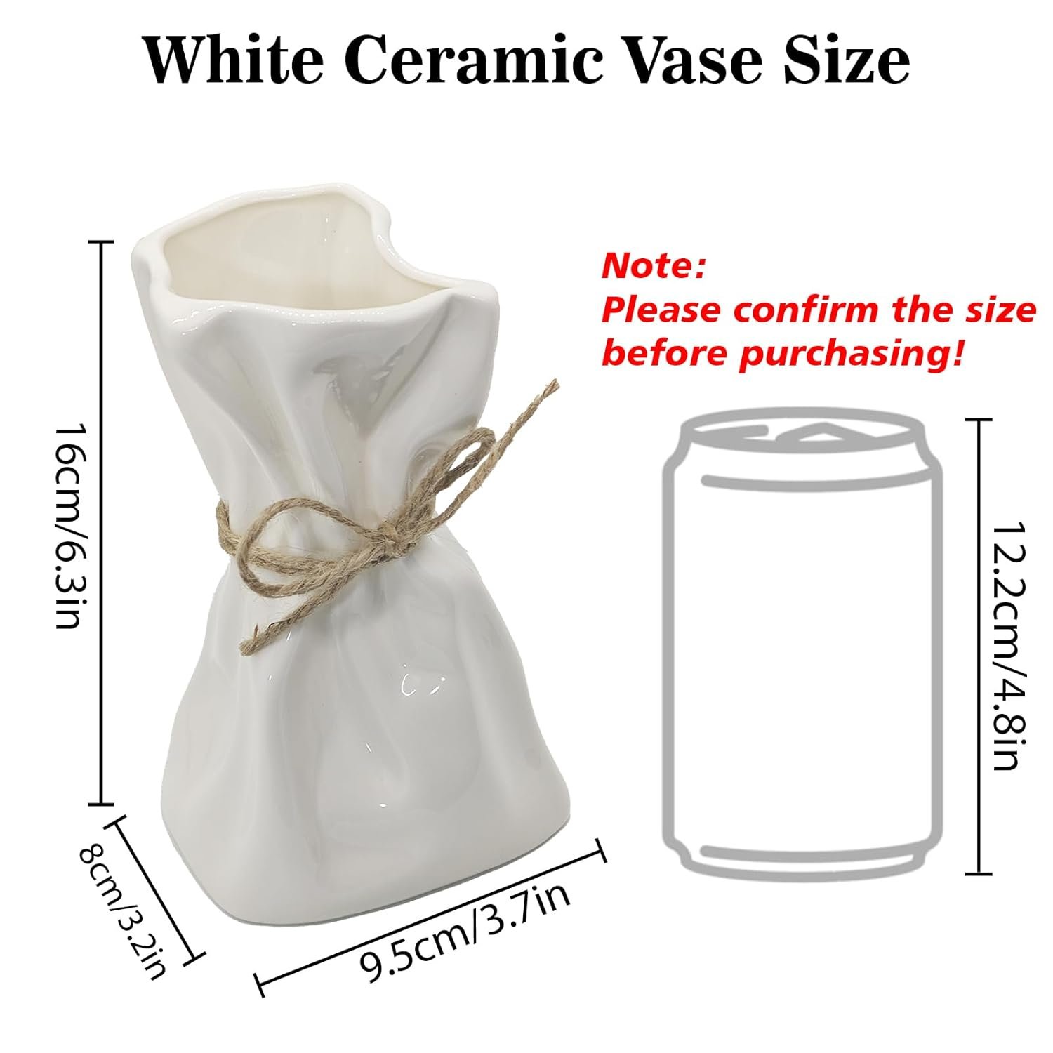 6IN White Irregular Ceramic Flower Vase